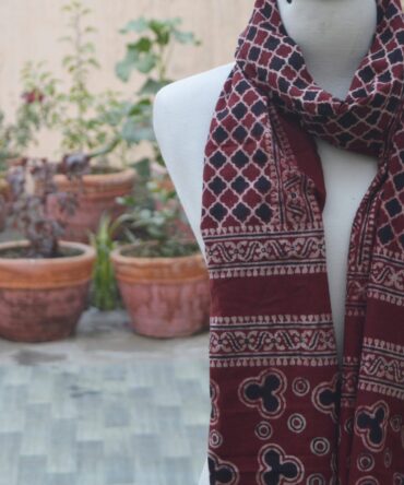 , Natural Dye Hand Block Printed Ajrak Scarf