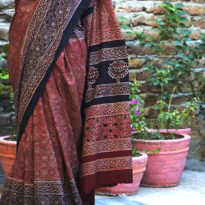 Ajrakh Saree, Ajrak Saree Red