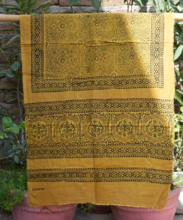 Mustard Ajrak Scarf , Ajrak Scarf, Natural Dye Hand Block Print