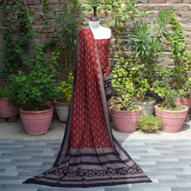 Ajrak Floral Butti, Organic Dye Hand Block Print two piece suit