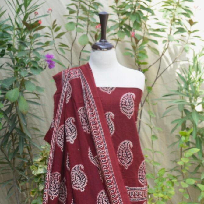 Ajrak Red Anbi Motif, Ajrak Dress , Ajrak Dupatta