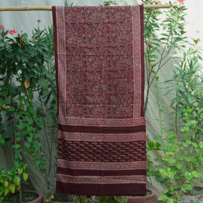 Floral Bel Ajrak Scarf, natural dye hand block print , ajrak scarf , ajrak stole