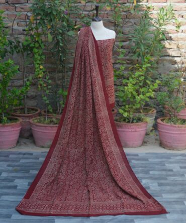 Ajrak Red Floral Bel