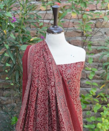 Ajrak Red Floral Bel, Sartiyoon, Ajrakh