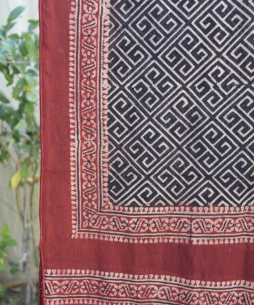 Taskeen Ajrak Scarf, Organic Dye, Hand Block Print, Ajrak Scarf