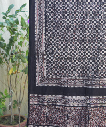 Organic Dye Hand Block Print Starry Ajrak Scarf