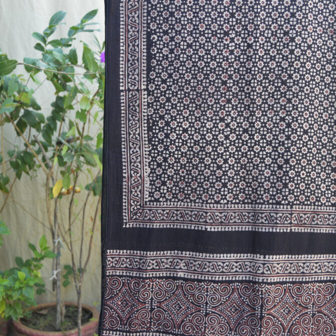 Organic Dye Hand Block Print Starry Ajrak Scarf