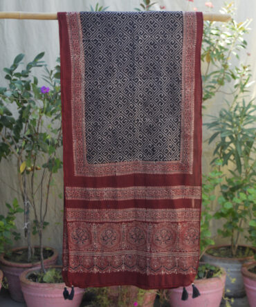 Taskeen Ajrak Scarf, Ajrak Scarf, Ajrak Stole, Natural Dye , Block Print